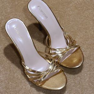 Gold High Heel Sandals